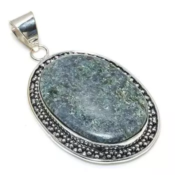 RubyFuchsite Gemstone 925 Sterling Silver Two Tone Jewelry Pendant 2.48 W3m06