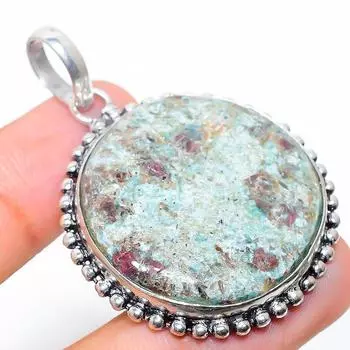 RubyFuchsite Gemstone Handmade 925 Sterling Silver Jewelry Pendant 2.01 u4Z95