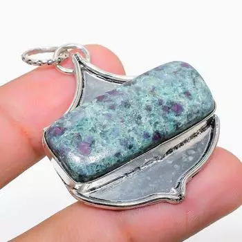 RubyFuchsite Gemstone Handmade 925 Sterling Silver Jewelry Pendant 1.97 C0u55
