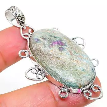 RubyFuchsite Gemstone Handmade 925 Sterling Silver Jewelry Pendant 24.03 U7j75