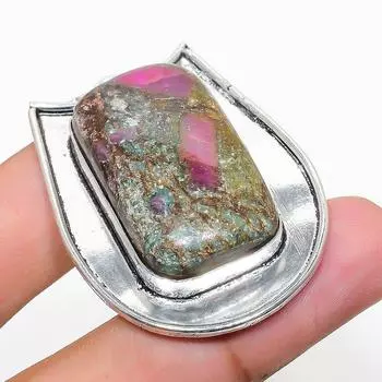 RubyFuchsite Gemstone Handmade 925 Sterling Silver Jewelry Pendant 2.01 W1v88