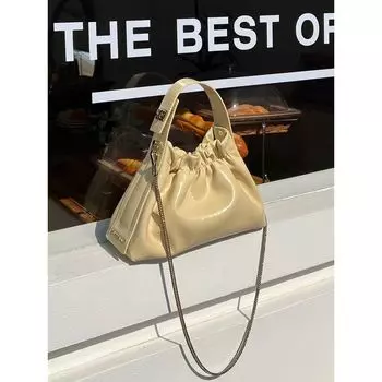 Ruched 2024 Popular One-Shoulder Cross-Body Cloud Bag Cocoa color