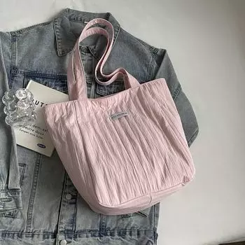 Ruched Handbag Student Class Commuter Shoulder Bag Pink