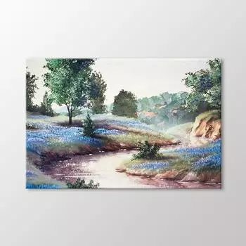 Ручей и деревья живопись