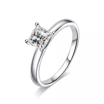 РУЧКА 1 карат, кольцо с муассанитом принцессы, стерлинговое серебро s925, с покрытием из 18-каратного белого золота, обручальные кольца Eternity Band для женщин 4.25