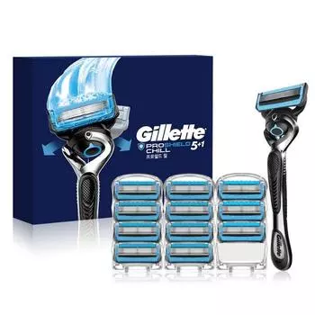 Ручка бритвы Gillette ProShield Chill Manual + лезвие бритвы 12 шт., 1 комплект, корейское лезвие бритвы