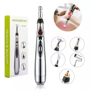 Ручка для акупунктуры на батарейках с 5 головками, электрическая, для снятия мышечной боли, расслабляющая массажная ручка, лазерная энергетическая терапия, уход за кожей, инструмент
