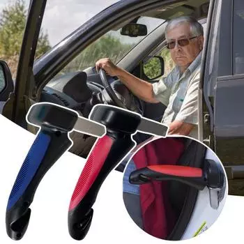 Ручка для автомобильной двери со светодиодной подсветкой, 4-в-1, автомобильный поручень, трость, молоток безопасности, резак для ремня безопасности, портативная ручка для поддержки автомобиля, средство передвижения для пожилых людей красный черный
