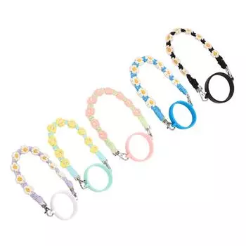 Ручка для бутылки с водой, милый цветок, силиконовая петля, плетеная вручную, шнурок для бутылки с водой, веревка для стакана воды Black