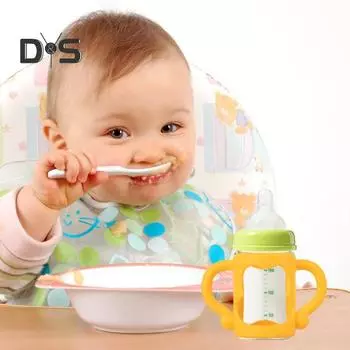 Ручка для бутылочки-непроливайки, милые усы, удобная ручка, пищевой силикон, диаметр более 5 см, универсальный мягкий соломенный держатель для бутылочек с широким горлышком, детские товары A