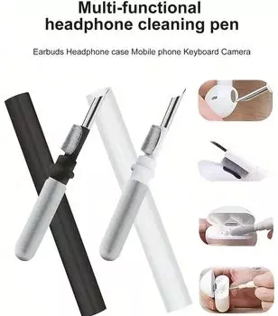 Ручка для чистки наушников Bluetooth, многофункциональная щетка для чистки гарнитуры, телефона, ПК, экрана, клавиатуры, чехла для наушников, инструменты для чистки белый