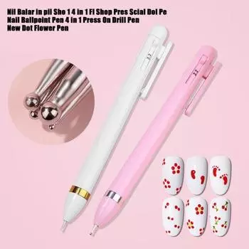 Ручка для дизайна ногтей 4-в-1, нержавеющая сталь, инструмент для точек для дизайна ногтей, акварельная бумага, поделки своими руками, разные размеры, легкий, универсальный, для ногтей 1pc белый