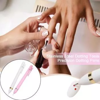 Ручка для дизайна ногтей 4-в-1, нержавеющая сталь, инструмент для точек для дизайна ногтей, акварельная бумага, поделки своими руками, разные размеры, легкий, универсальный 1pc белый