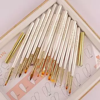 Ручка для дизайна ногтей Гибкий наконечник Нелиняющая нейлоновая шерсть Мягкая щетина DIY с крышкой УФ-гель для рисования Кисть для размазывания Принадлежности для ногтей M