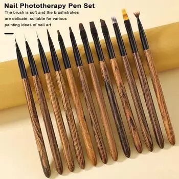 Ручка для дизайна ногтей из сандалового дерева создает потрясающий цветочный дизайн, экологически чистая легкая УФ-ручка для маникюра с телом F