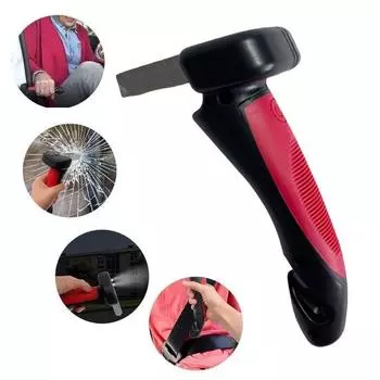 Ручка для двери автомобиля со светодиодной подсветкой 4-в-1 Автоматический поручень Трость Безопасность красный черный