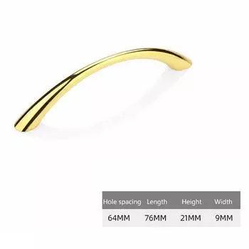 Ручка для двери шкафа из цинкового сплава, простая изогнутая ручка для ящика, многофункциональная ручка для гардероба, обувницы, мебельная фурнитура 76*21*9mm золотой