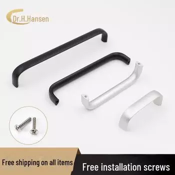 Ручка для гардероба из матового черного алюминиевого сплава, дизайн с двумя отверстиями, универсальное расстояние между отверстиями 96 мм hole distance 64 mm