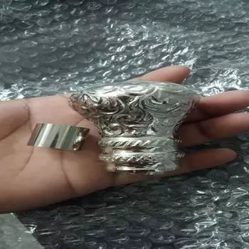 Ручка для ходьбы из цельной латуни и серебра диаметром 11 см для трости