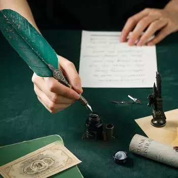 Ручка для каллиграфии на английском языке, перьевая ручка, ручка для окунания, ручка для практики каллиграфии, высокого класса, искусство, художественная каллиграфия, стеклянная ручка для комиксов Shield Small Set Series