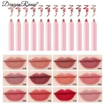 Ручка для линии губ, водонепроницаемый туман, матовый набор помады для пельменей, коробка, пенопластовая ручка, набор для губ, пена для губ 12pcs