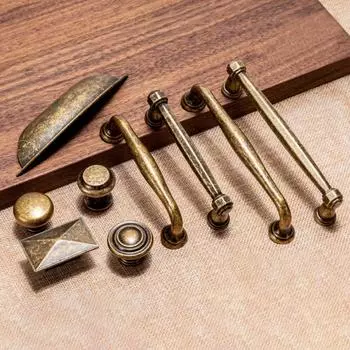 Ручка для мебели с одним/двумя отверстиями, цинковый сплав, фурнитура для шкафа, винтажная дверная ручка, комод style 7