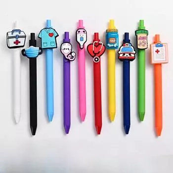 Ручка для медсестры, простая однотонная креативная ручка ярких цветов, мультяшная нейтральная ручка 0,5, черные чернила, милая гелевая ручка для больниц, товары для врачей