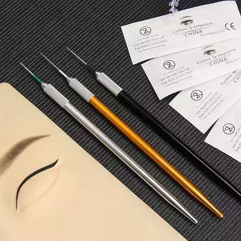 Ручка для микроблейдинга бровей Fog, машинка для татуажа для полуперманентного макияжа, ручное лезвие для татуажа бровей, круглых игл, косметическая розовый