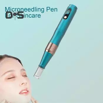 Ручка для микроигл, профессиональная беспроводная ручка для микроигл, набор игольчатых роликов 0,30 мм для лица, регулируемая машина для микроигл, простой в использовании инструмент для ухода за кожей розового золота