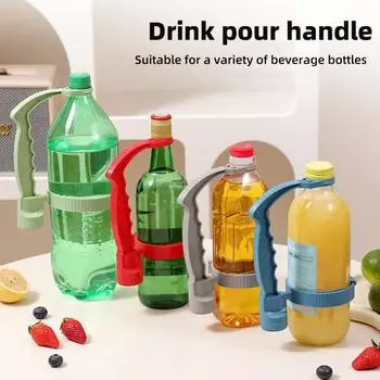 Ручка для напитков с открывалкой для бутылок, регулируемая ручка для переноски бутилированных напитков, ручка для наливания, многоразовая пластиковая ручка для бутылок с колой и газировкой красный