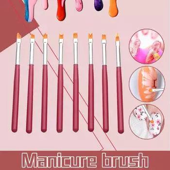 Ручка для ногтей 8 наборов окрашенных ручек-лепестков Градиентная ручка Одномазковая ручка с рисунком One Size красный