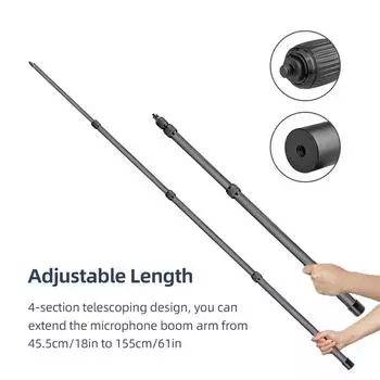 Ручка для портативного микрофона, 4-секционная выдвижная штанга для микрофона, штанга из углеродного волокна для микрофонов 4-Section