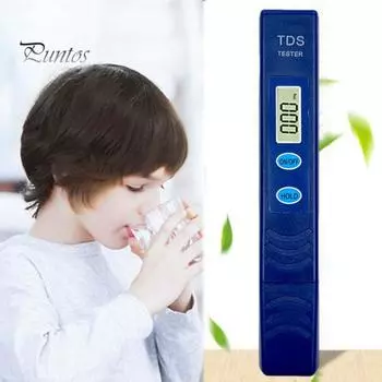 Ручка для проверки качества воды, измеритель TDS 3-в-1, большой ЖК-дисплей, компактный портативный измеритель 0-9990 PPM, тестер качества воды синий