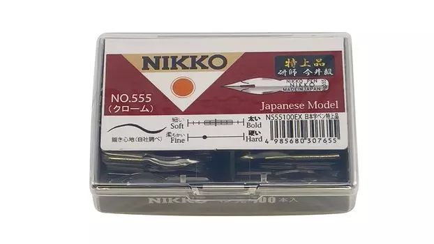 Ручка для японских иероглифов Nikko Nib N555 Премиум-качество 100 штук N555100EX серебряный