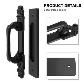 Ручка для раздвижной двери амбара, фурнитура для раздвижной двери, черная, прочная, внутренняя деревянная дверная ручка, ручка для мебельного шкафа без перфорации