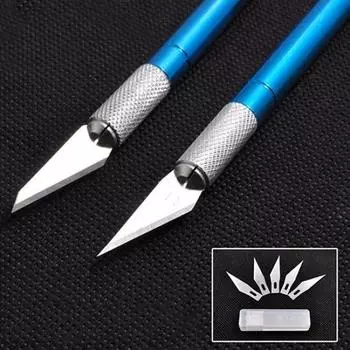 Ручка для резьбы по дереву, резак для бумаги, режущий инструмент для скульптуры, острый ручной нож + 5 лезвий Style 2