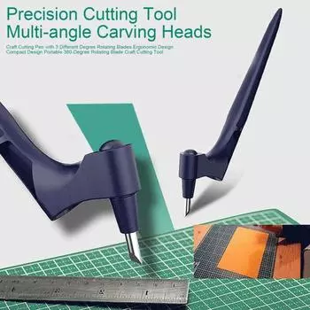 Ручка для резки поделок с вращающимися на 3 градуса лезвиями Эргономичный дизайн Компактный дизайн Портативный вращающийся на 360 градусов инструмент для резки поделок синий