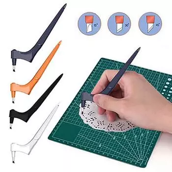 Ручка для резки поделок с вращающимися на 360 градусов лезвиями, инструмент для художественной резки из нержавеющей стали серый