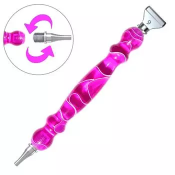 Ручка для рисования алмазной мозаикой из смолы, мультиплейсер, сменные наконечники из сплава, ручка-дотс для точечной выкладки, смоляная ручка purple-SET 1