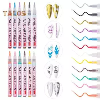 Ручка для рисования ногтей, быстросохнущая ручка для рисования, безопасный компактный дизайн, ручка для рисования, принадлежности для ногтей чёрный