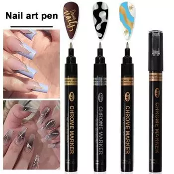 Ручка для рисования ногтей с зеркальным эффектом Профессиональная водонепроницаемая подводка для рисования для маникюрного салона DIY Дизайн ногтей Абстрактные линии Маркер для граффити Многофункциональный
