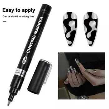 Ручка для рисования ногтей с зеркальным эффектом Профессиональная водонепроницаемая подводка для рисования для маникюрного салона DIY Дизайн ногтей Абстрактные линии Маркер для граффити Многофункциональный золотистый