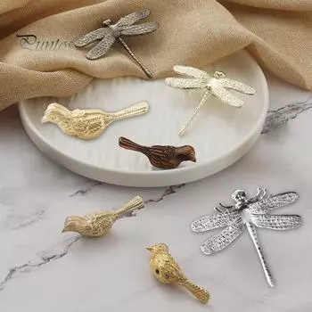 Ручка для шкафа в виде стрекозы из цинкового сплава, винтажная ручка для ящика шкафа-купе, металлическая ручка для двери шкафа, офисное украшение для кухни A