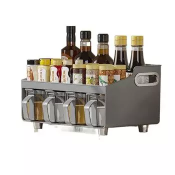 Ручка для специй, роскошные отдельно стоящие многофункциональные банки для специй, набор, экономящий место, контейнер для кладовой, коробка для приправ, кулинария серый