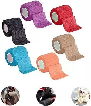 Ручка для татуировки, крышка для тату-трубок, одноразовая лента, самоклеящаяся повязка, красочная для ручки для тату-машины, аксессуары (6 упаковок 2 дюйма x 5 ярдов) 6Pack I 2 x 5 Yards