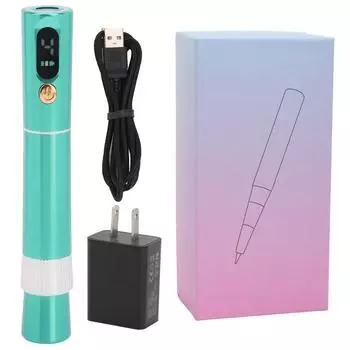 Ручка для татуировки Microblading, беспроводная зарядка, 5 скоростей, ЖК-дисплей, зеленая машина для татуировки PMU, 600 мАч US Plug