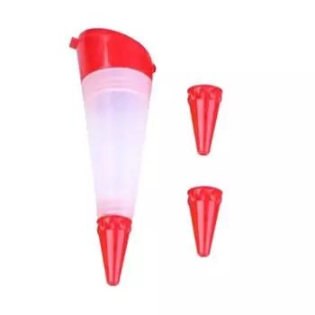 Ручка для украшения шоколада с 3 головками, инструмент для письма на торте, кексы, пирожные, набор для самостоятельного украшения торта с плунжером, простой в использовании кухонный аксессуар красный