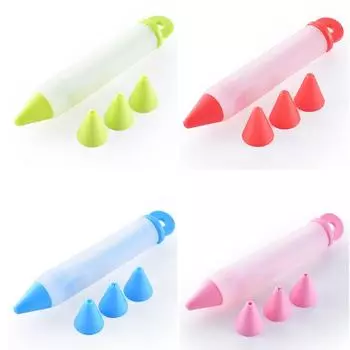 Ручка для украшения, силиконовая, 1 комплект, ручка для письма, печенье, шоколад, инструменты для украшения, кремовая чашка, форма для торта, кухонные принадлежности, насадки для выпечки, ручная работа красный