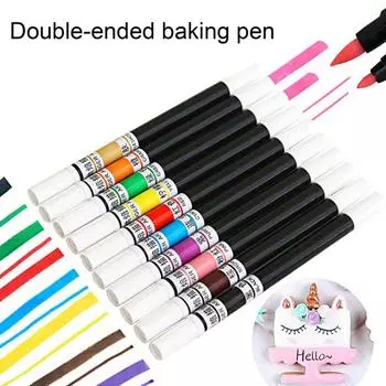 Ручка для украшения торта, пищевая ручка с двойной головкой, пластиковая пищевая ручка-краситель, инструмент для украшения торта «сделай сам», инструменты для выпечки коричневый