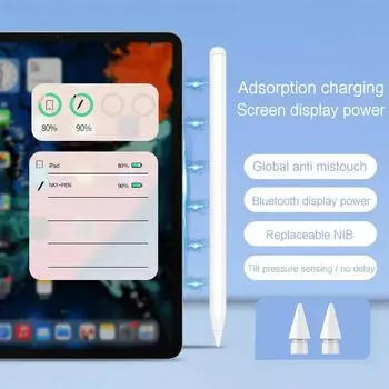 Ручка для зарядки с магнитной присоской для карандаша 2 1, стилус для iPad 10,9 Pro 11 12,9 2021 2022 Air 5 4 Mini6 с защитой от ладони чёрный